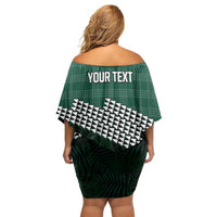 Rainbow Warriors Hawaii Personalized Palaka Off Shoulder Short Dress LT7 - Polynesian Pride