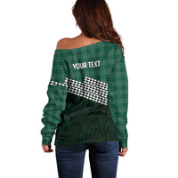 Rainbow Warriors Hawaii Personalized Palaka Off Shoulder Sweater LT7 - Polynesian Pride