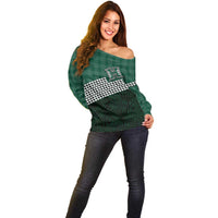Rainbow Warriors Hawaii Personalized Palaka Off Shoulder Sweater LT7 - Polynesian Pride