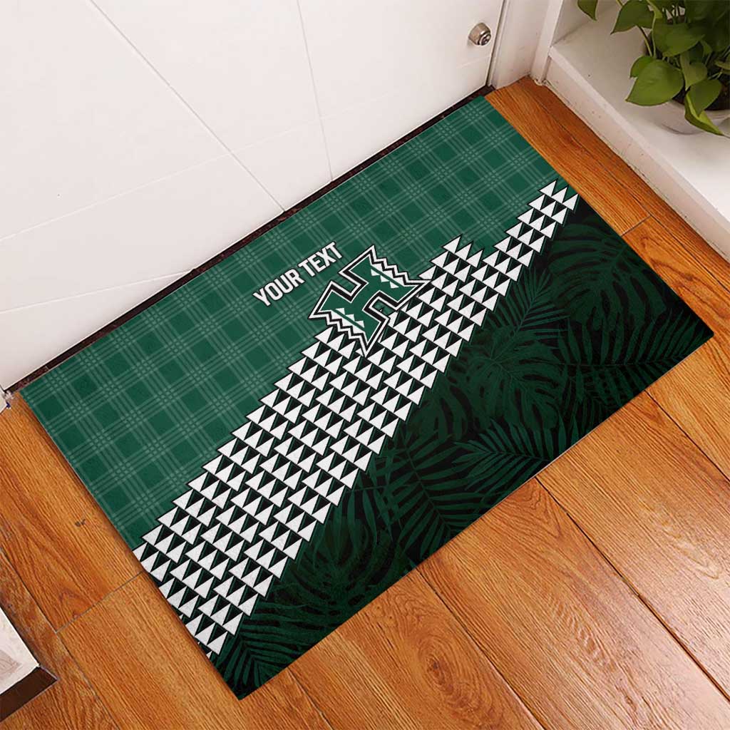 Rainbow Warriors Hawaii Personalized Palaka Rubber Doormat LT7 - Polynesian Pride