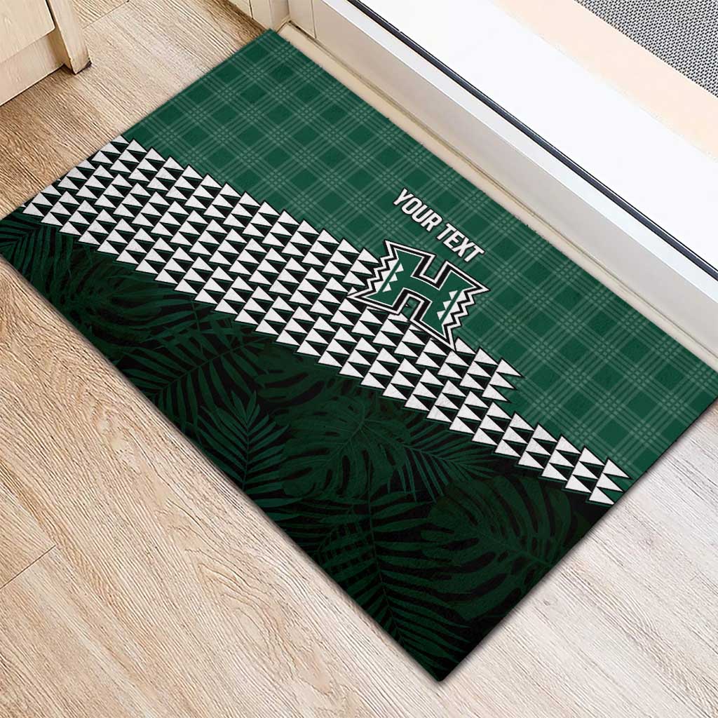 Rainbow Warriors Hawaii Personalized Palaka Rubber Doormat LT7 - Polynesian Pride