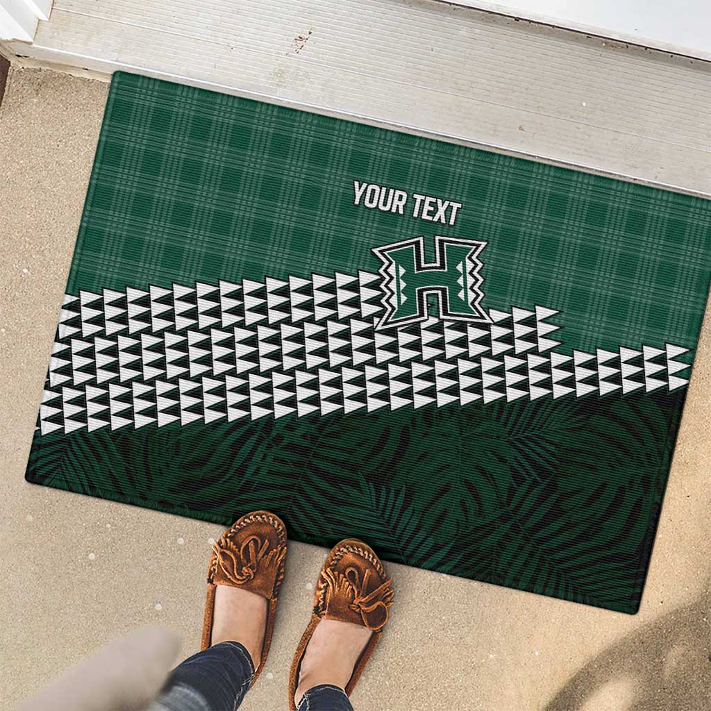 Rainbow Warriors Hawaii Personalized Palaka Rubber Doormat LT7 - Polynesian Pride