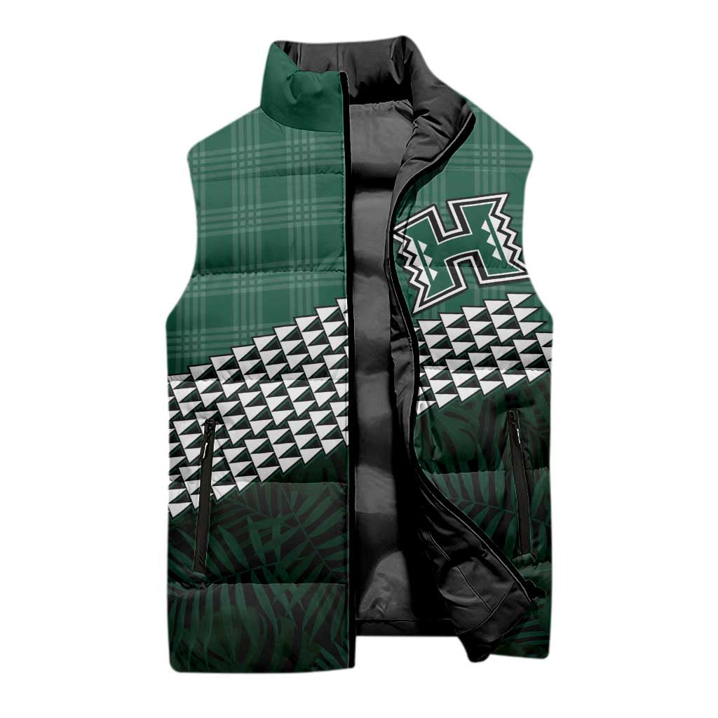 Rainbow Warriors Hawaii Personalized Palaka Sleeveless Puffer Jacket LT7 - Polynesian Pride
