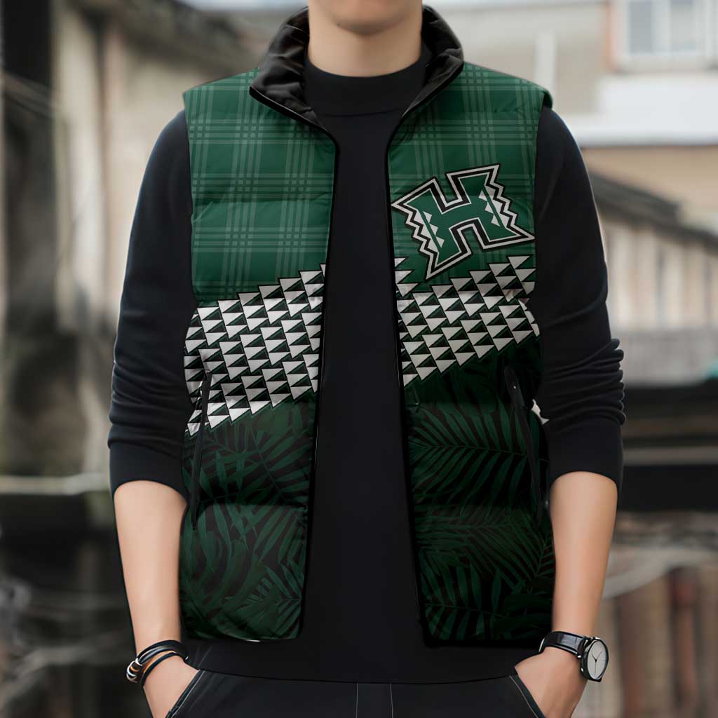 Rainbow Warriors Hawaii Personalized Palaka Sleeveless Puffer Jacket LT7 - Polynesian Pride