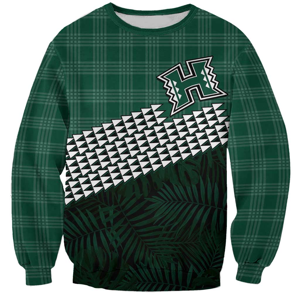 Rainbow Warriors Hawaii Personalized Palaka Sweatshirt LT7 Unisex Green - Polynesian Pride
