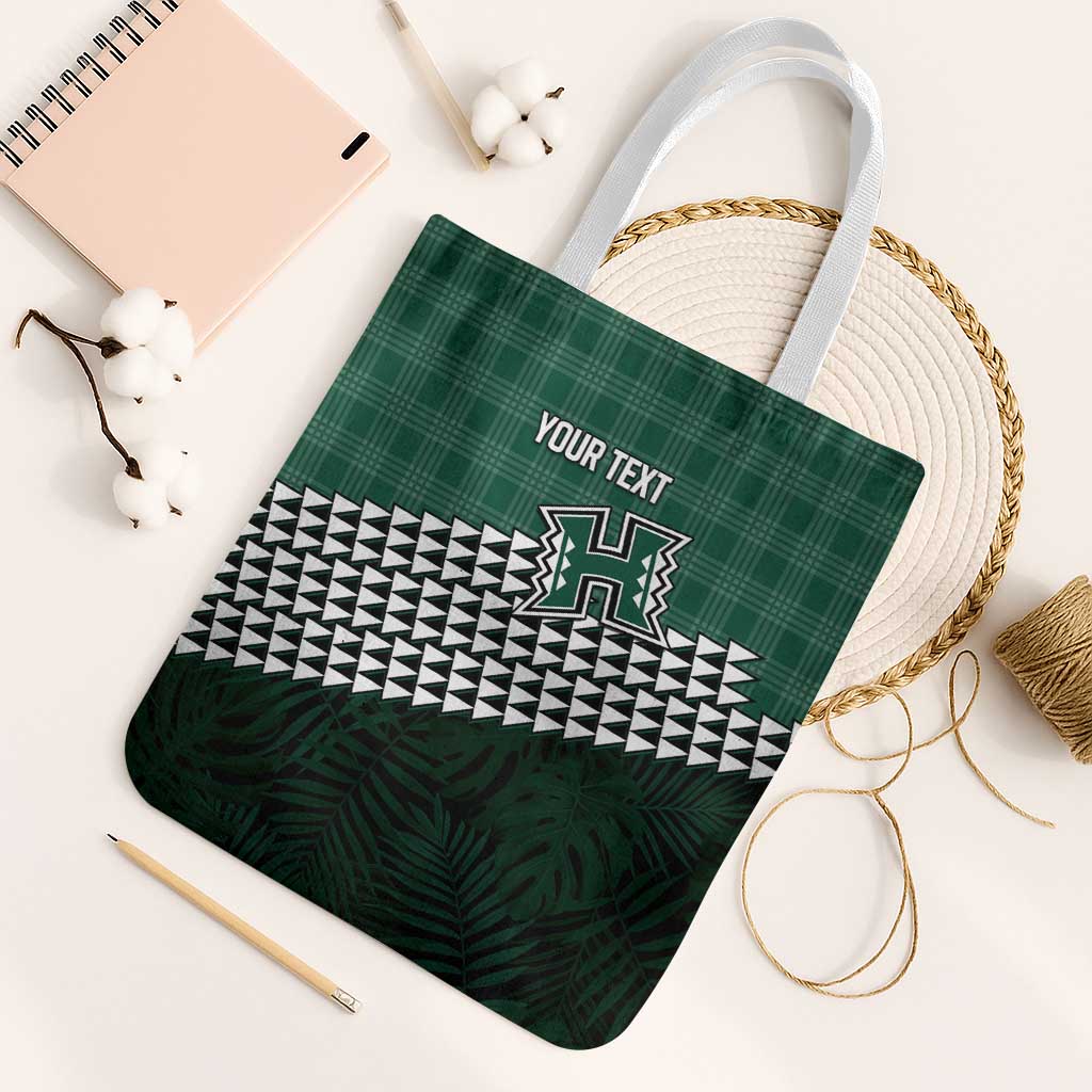 Rainbow Warriors Hawaii Personalized Palaka Tote Bag LT7 White Strap One Size Green - Polynesian Pride