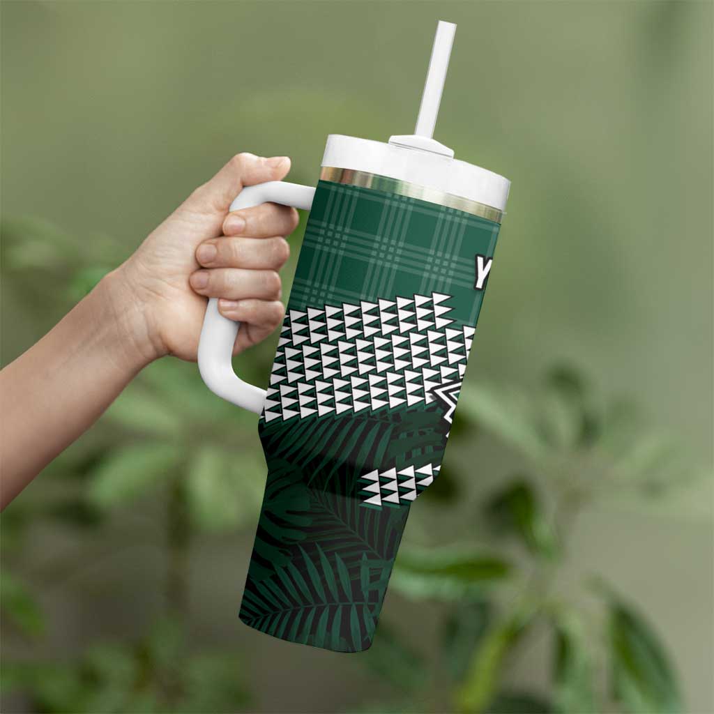 Rainbow Warriors Hawaii Personalized Palaka Tumbler With Handle LT7 - Polynesian Pride