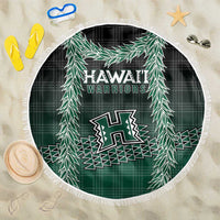 Rainbow Warriors Hawaii Palaka Beach Blanket Maile Lei LT7 One Size 150cm Dark Green - Polynesian Pride