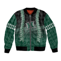Rainbow Warriors Hawaii Palaka Bomber Jacket Maile Lei LT7 Unisex Dark Green - Polynesian Pride