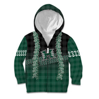 Rainbow Warriors Hawaii Palaka Kid Hoodie Maile Lei LT7 Zip Hoodie Dark Green - Polynesian Pride
