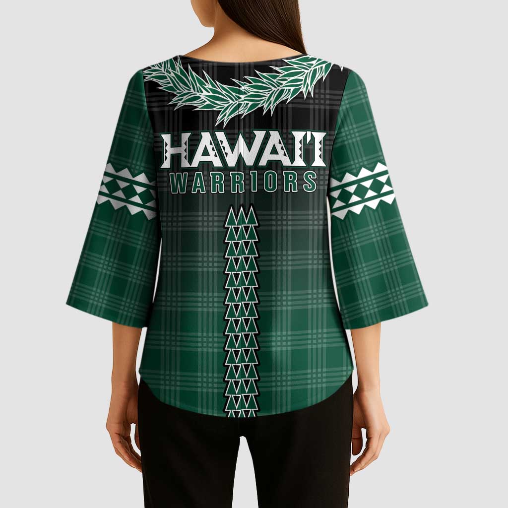 Rainbow Warriors Hawaii Palaka Kimono Sleeve Blouse Maile Lei LT7 - Polynesian Pride