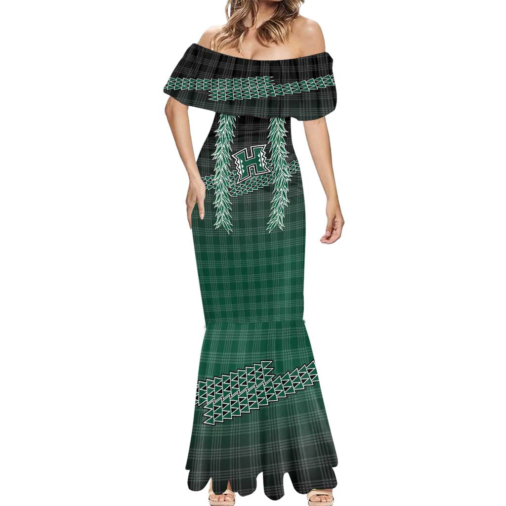 Rainbow Warriors Hawaii Palaka Mermaid Dress Maile Lei LT7 - Polynesian Pride