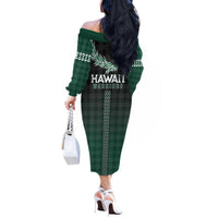 Rainbow Warriors Hawaii Palaka Off The Shoulder Long Sleeve Dress Maile Lei LT7 - Polynesian Pride