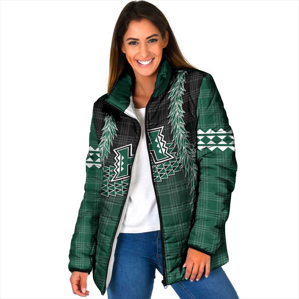 Rainbow Warriors Hawaii Palaka Padded Jacket Maile Lei LT7 Women Dark Green - Polynesian Pride