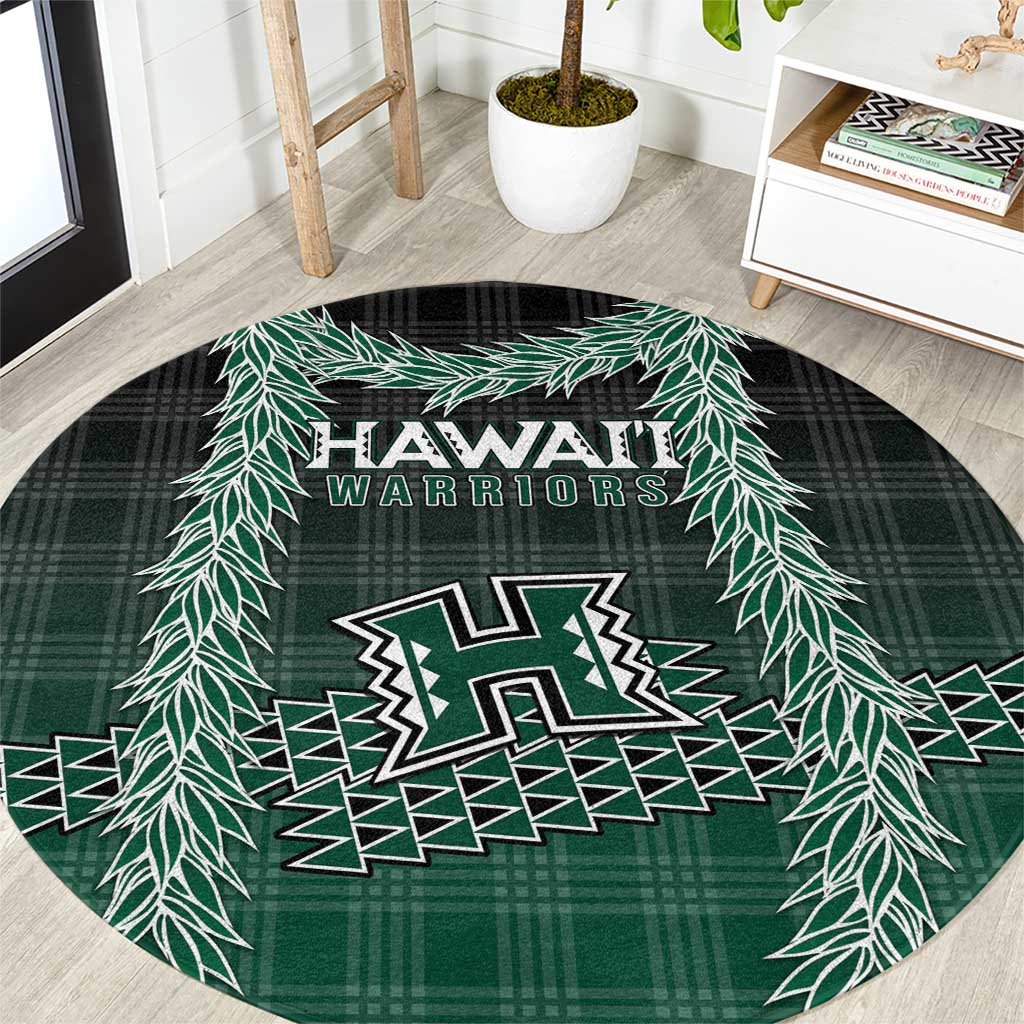 Rainbow Warriors Hawaii Palaka Round Carpet Maile Lei LT7 Dark Green - Polynesian Pride