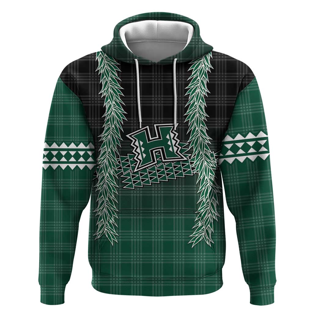 Rainbow Warriors Hawaii Palaka Zip Hoodie Maile Lei LT7 Pullover Hoodie Dark Green - Polynesian Pride