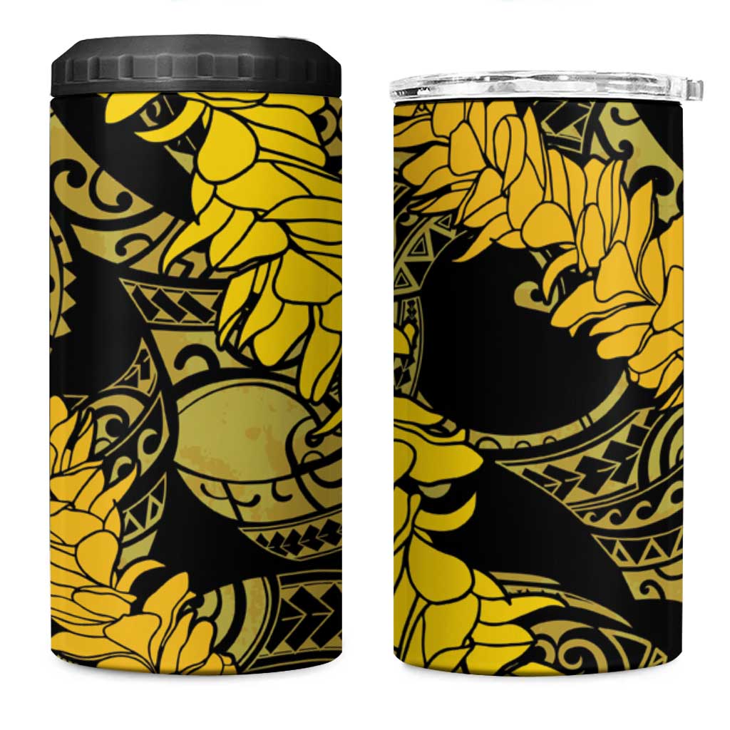 Hawaii Oahu Ilima Lei 4 in 1 Can Cooler Tumbler LT7 One Size: 16 oz Yellow - Polynesian Pride