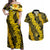 Hawaii Oahu Ilima Lei Couples Matching Off Shoulder Maxi Dress and Hawaiian Shirt LT7 Yellow - Polynesian Pride