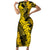 Hawaii Oahu Ilima Lei Family Matching Short Sleeve Bodycon Dress and Hawaiian Shirt LT7 Mom's Dress Yellow - Polynesian Pride