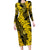 Hawaii Oahu Ilima Lei Long Sleeve Bodycon Dress LT7 Long Dress Yellow - Polynesian Pride