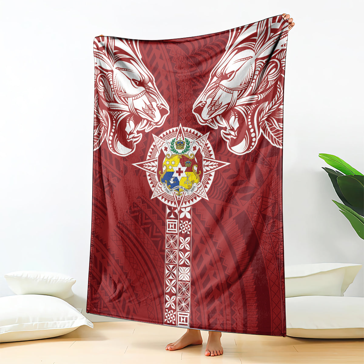 Tonga Independence Day Blanket Tongatapu Lion Ngatu Motifs LT7 - Polynesian Pride