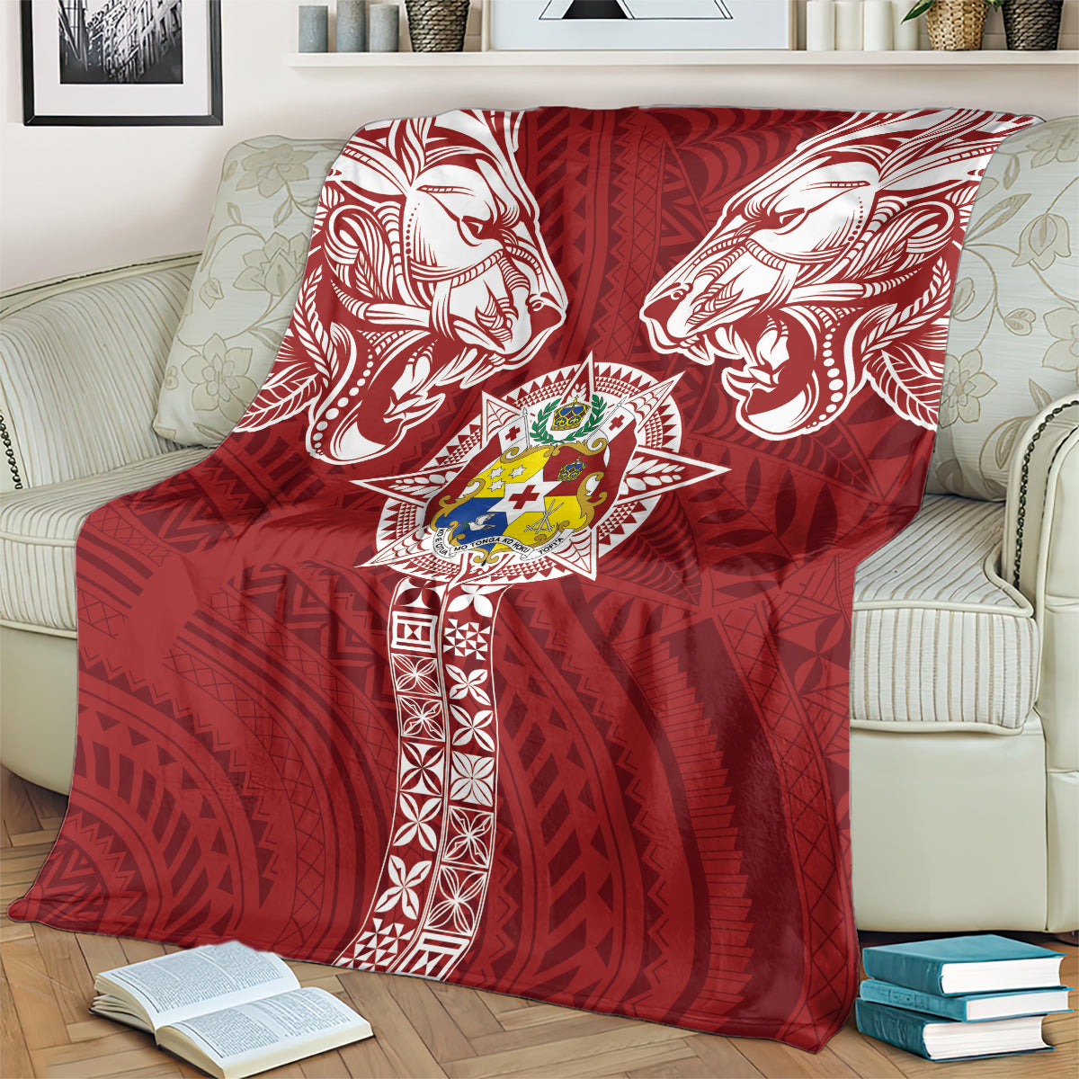 Tonga Independence Day Blanket Tongatapu Lion Ngatu Motifs LT7 - Polynesian Pride