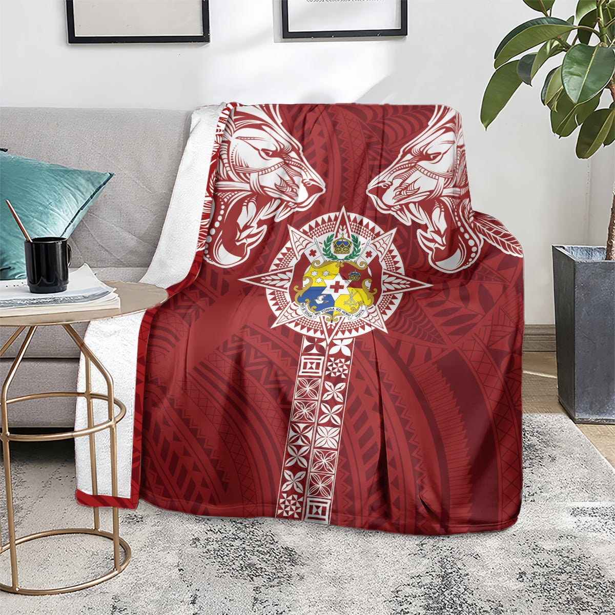 Tonga Independence Day Blanket Tongatapu Lion Ngatu Motifs LT7 - Polynesian Pride
