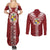 Tonga Independence Day Couples Matching Summer Maxi Dress and Long Sleeve Button Shirt Tongatapu Lion Ngatu Motifs