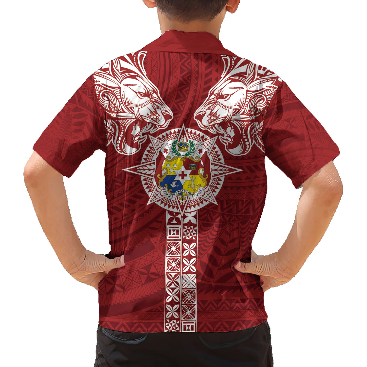 Tonga Independence Day Kid Hawaiian Shirt Tongatapu Lion Ngatu Motifs LT7 - Polynesian Pride
