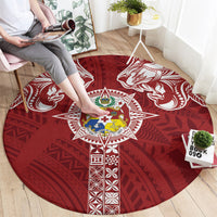 Tonga Independence Day Round Carpet Tongatapu Lion Ngatu Motifs LT7 - Polynesian Pride