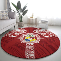 Tonga Independence Day Round Carpet Tongatapu Lion Ngatu Motifs LT7 - Polynesian Pride