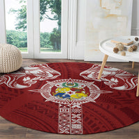 Tonga Independence Day Round Carpet Tongatapu Lion Ngatu Motifs LT7 - Polynesian Pride