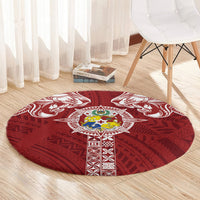 Tonga Independence Day Round Carpet Tongatapu Lion Ngatu Motifs LT7 - Polynesian Pride