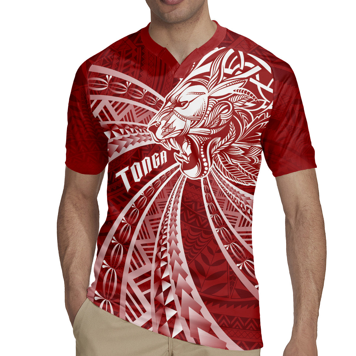 Tonga Independence Day Rugby Jersey Tongatapu Lion Ngatu Motifs LT7 - Polynesian Pride