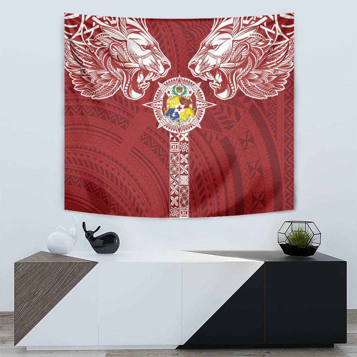 Tonga Independence Day Tapestry Tongatapu Lion Ngatu Motifs LT7 - Polynesian Pride