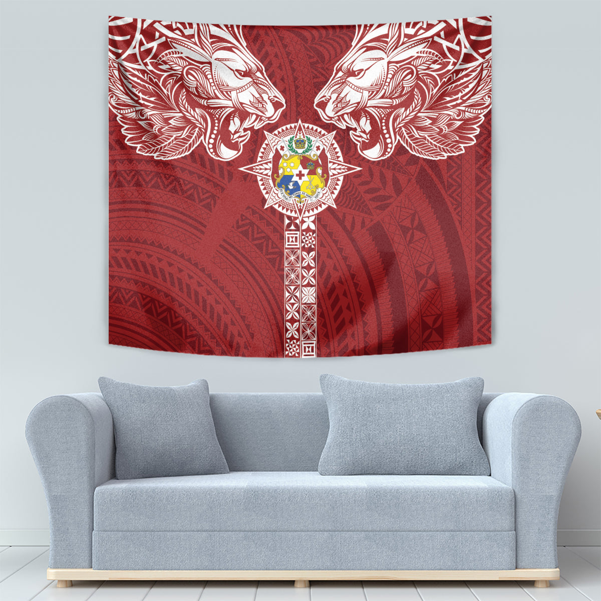 Tonga Independence Day Tapestry Tongatapu Lion Ngatu Motifs LT7 - Polynesian Pride
