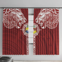 Tonga Independence Day Window Curtain Tongatapu Lion Ngatu Motifs LT7 With Hooks Red - Polynesian Pride