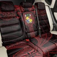 Tonga Independence Day Back Car Seat Cover Tongatapu Lion Ngatu Motifs Black Ver. LT7 - Polynesian Pride