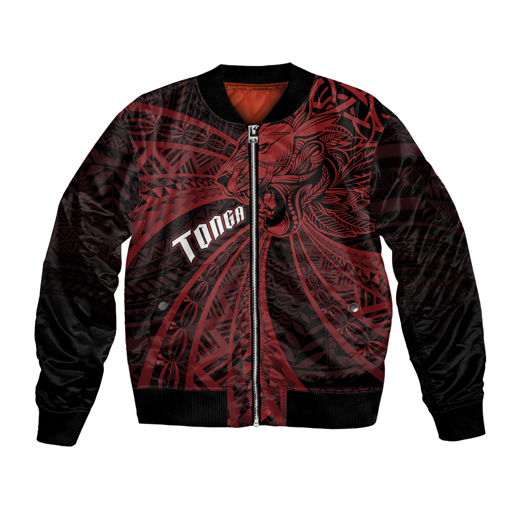 Tonga Independence Day Bomber Jacket Tongatapu Lion Ngatu Motifs Black Ver. LT7 Unisex Black - Polynesian Pride