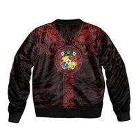 Tonga Independence Day Bomber Jacket Tongatapu Lion Ngatu Motifs Black Ver. LT7 - Polynesian Pride