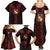 Tonga Independence Day Family Matching Summer Maxi Dress and Hawaiian Shirt Tongatapu Lion Ngatu Motifs Black Ver.