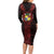 Tonga Independence Day Long Sleeve Bodycon Dress Tongatapu Lion Ngatu Motifs Black Ver.