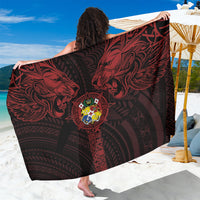 Tonga Independence Day Sarong Tongatapu Lion Ngatu Motifs Black Ver. LT7 One Size 44 x 66 inches Black - Polynesian Pride