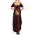 Tonga Independence Day Summer Maxi Dress Tongatapu Lion Ngatu Motifs Black Ver.