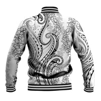 Polynesia Plumeria Lei Baseball Jacket White Curves Motif LT7 - Polynesian Pride