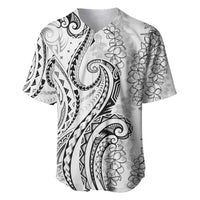 Polynesia Plumeria Lei Baseball Jersey White Curves Motif LT7 White - Polynesian Pride