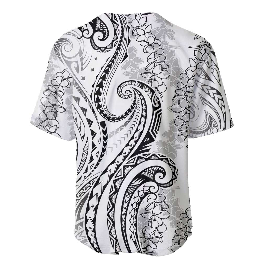 Polynesia Plumeria Lei Baseball Jersey White Curves Motif LT7 - Polynesian Pride