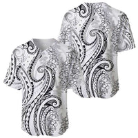 Polynesia Plumeria Lei Baseball Jersey White Curves Motif LT7 - Polynesian Pride