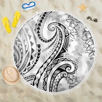 Polynesia Plumeria Lei Beach Blanket White Curves Motif LT7 One Size 150cm White - Polynesian Pride