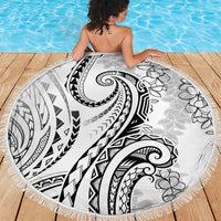 Polynesia Plumeria Lei Beach Blanket White Curves Motif LT7 - Polynesian Pride